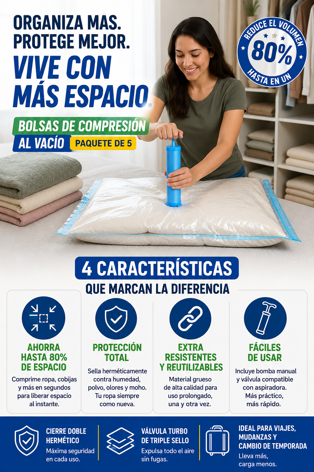 VACUUM SPACE™ | Bolsas Premium de Compresión al Vacío