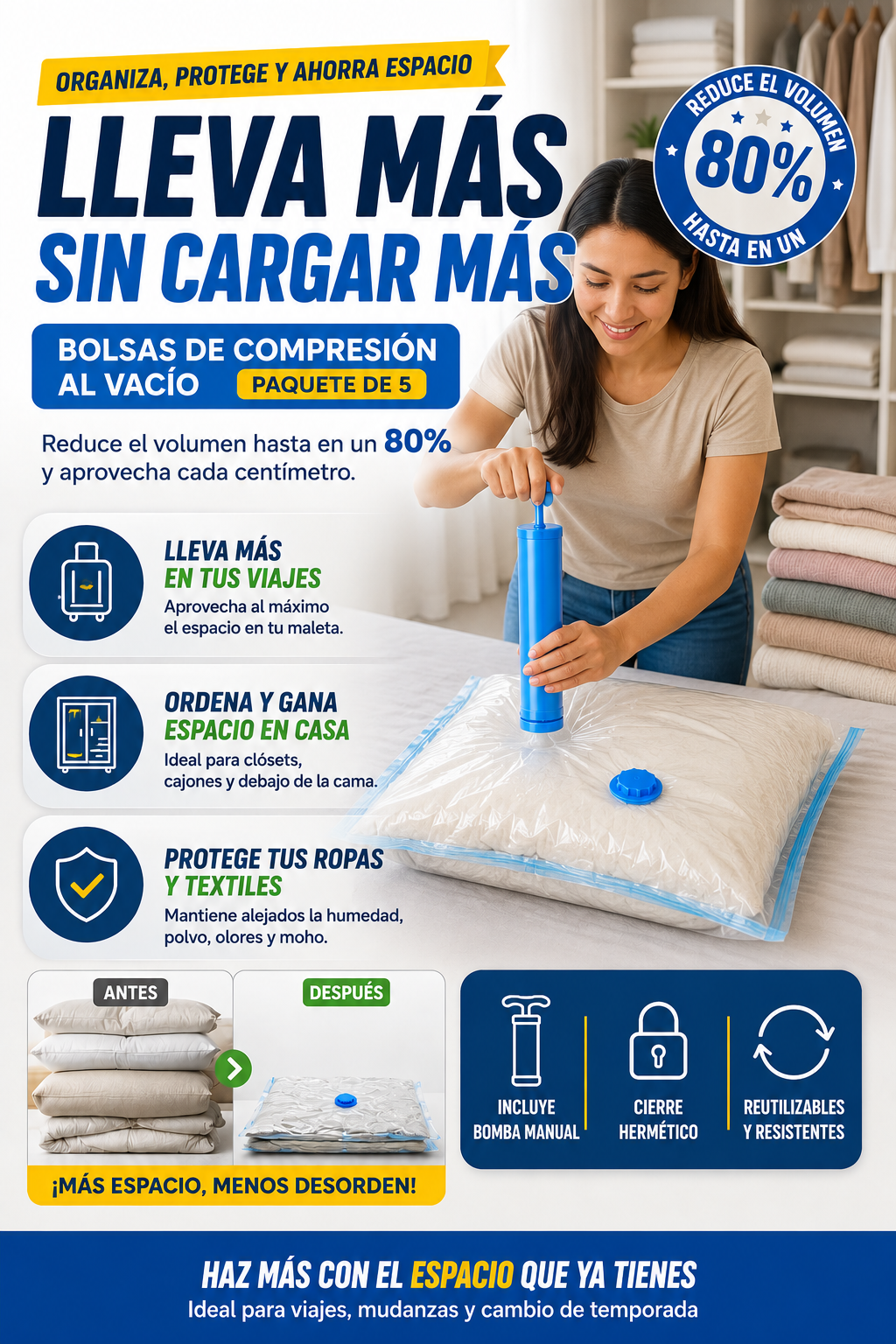 VACUUM SPACE™ | Bolsas Premium de Compresión al Vacío