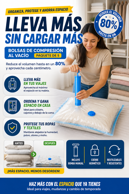 VACUUM SPACE™ | Bolsas Premium de Compresión al Vacío