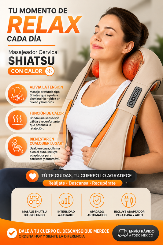 Masajeador Cervical Shiatsu con Calor – Relajación y confort todos los días