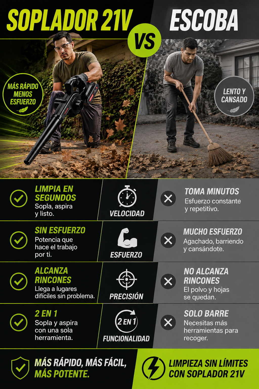 Soplador Inalámbrico Profesional 21V