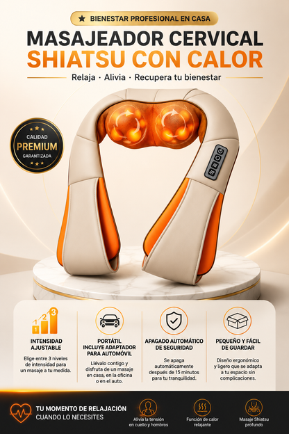 Masajeador Cervical Shiatsu con Calor – Relajación y confort todos los días